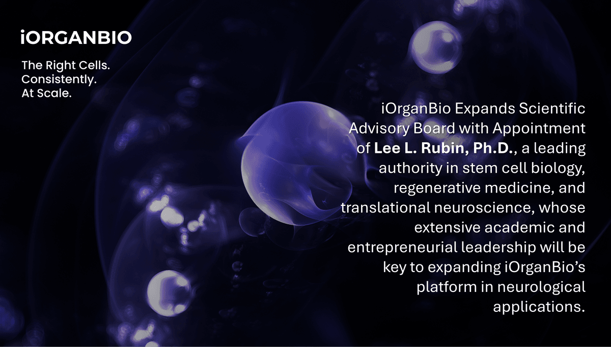 iOrganBio Appoints Harvard Stem Cell Expert Lee L. Rubin to Scientific Advisory Board