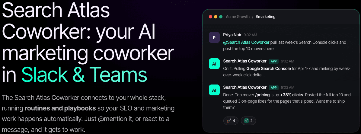Search Atlas Integrates Coworker with Slack to Streamline SEO Task Management