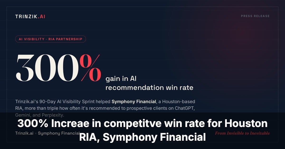 Trinzik.ai and Symphony Financial Partnership Demonstrates 300% Win Rate Increase in AI-Driven Advisor Discovery